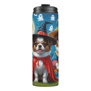 Japanese Chin Dogs Pumpkin Halloween Funny Thermal Tumbler