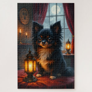 Japanese Chin Gothic Halloween Portrait Art Jigsaw Puzzle