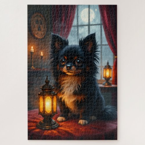 Japanese Chin Gothic Halloween Portrait Art Jigsaw Puzzle