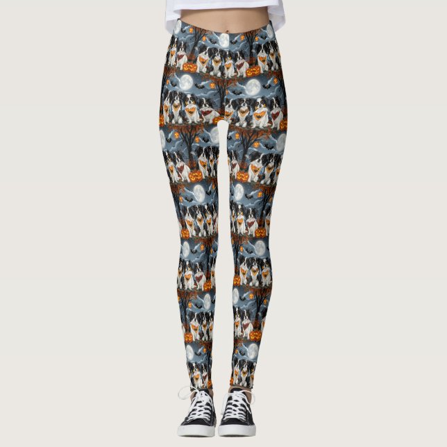 Japanese Chin Halloween Spooky Leggings (Front)