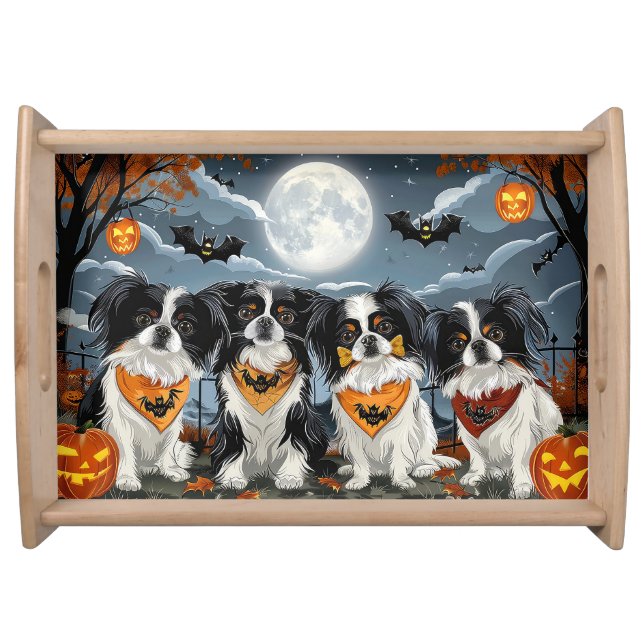 Japanese Chin Halloween Spooky Serving Tray (Front)