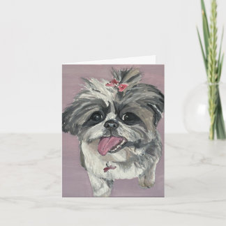 Japanese Chin Hand-painted on Canvas Note Card