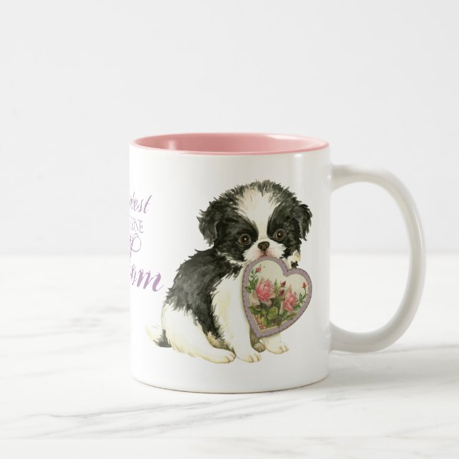 Japanese Chin Heart Mom Two-Tone Coffee Mug (Right)