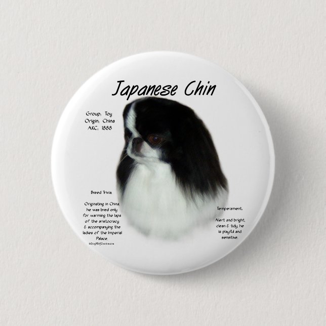 Japanese Chin History Design Pinback Button (Front)