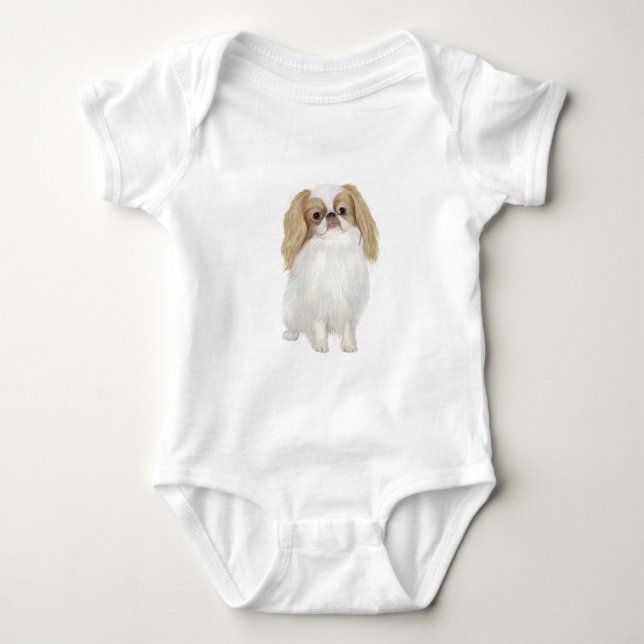 Japanese Chin (Lemon / white) Baby Bodysuit (Front)