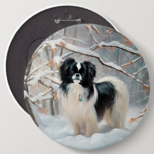 Japanese Chin Let It Snow Christmas Button