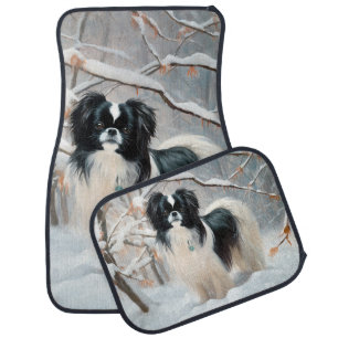 Japanese Chin Let It Snow Christmas Car Floor Mat