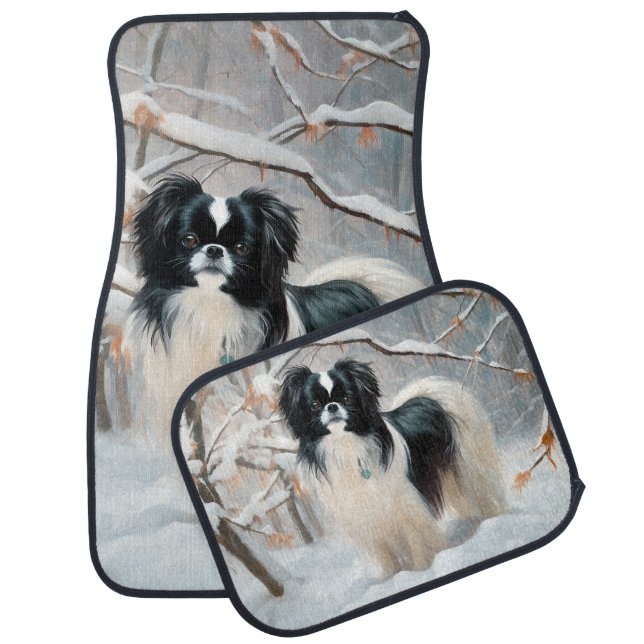 Japanese Chin Let It Snow Christmas Car Floor Mat (Set)