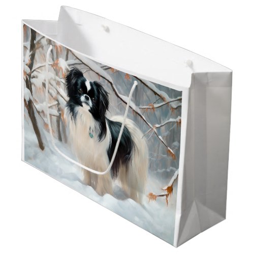 Japanese Chin Let It Snow Christmas Large Gift Bag