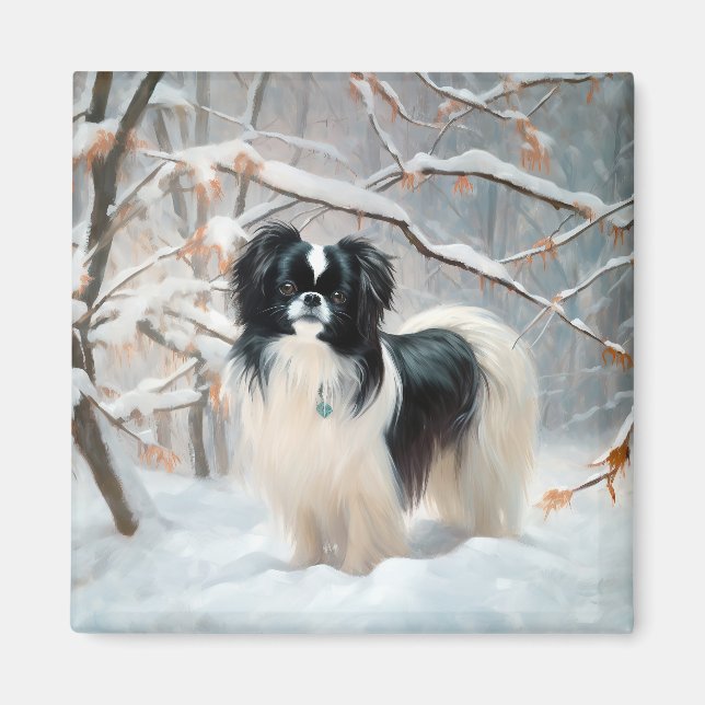 Japanese Chin Let It Snow Christmas Magnet (Front)