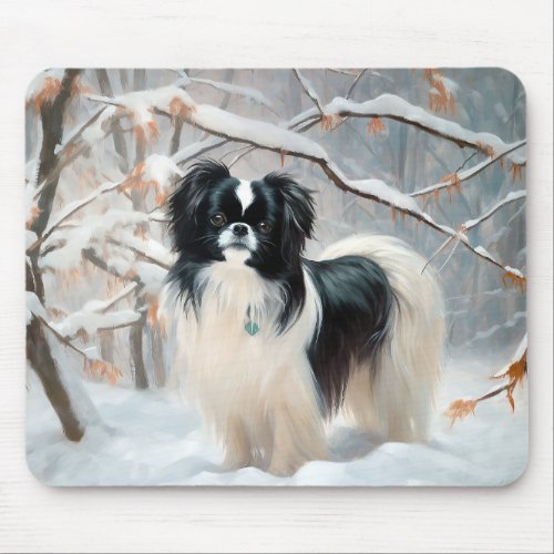 Japanese Chin Let It Snow Christmas Mouse Pad