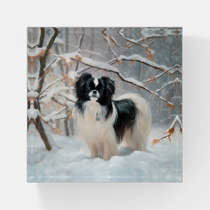 Japanese Chin Let It Snow Christmas Paperweight