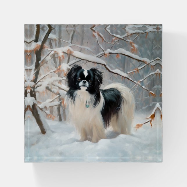 Japanese Chin Let It Snow Christmas Paperweight (Front)