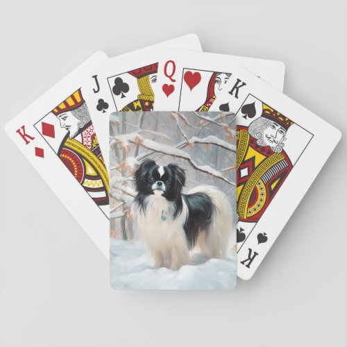 Japanese Chin Let It Snow Christmas Playing Cards