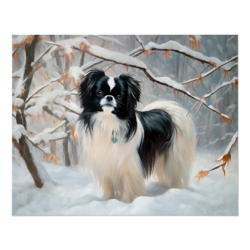 Japanese Chin Let It Snow Christmas Poster