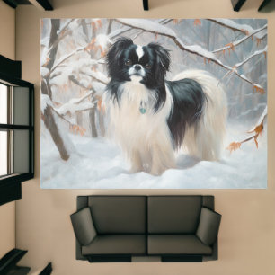 Japanese Chin Let It Snow Christmas Rug