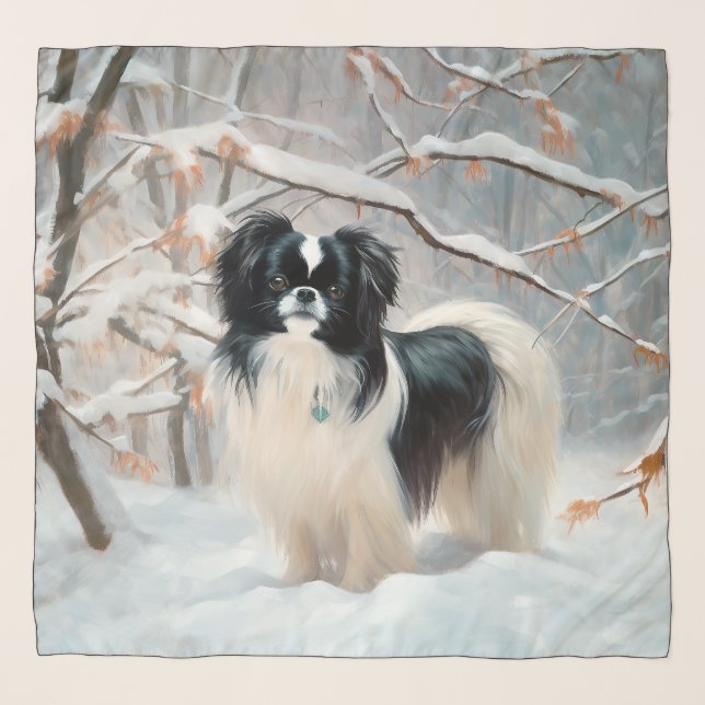 Japanese Chin Let It Snow Christmas Scarf (Front)