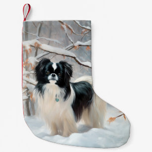 Japanese Chin Let It Snow Christmas Small Christmas Stocking