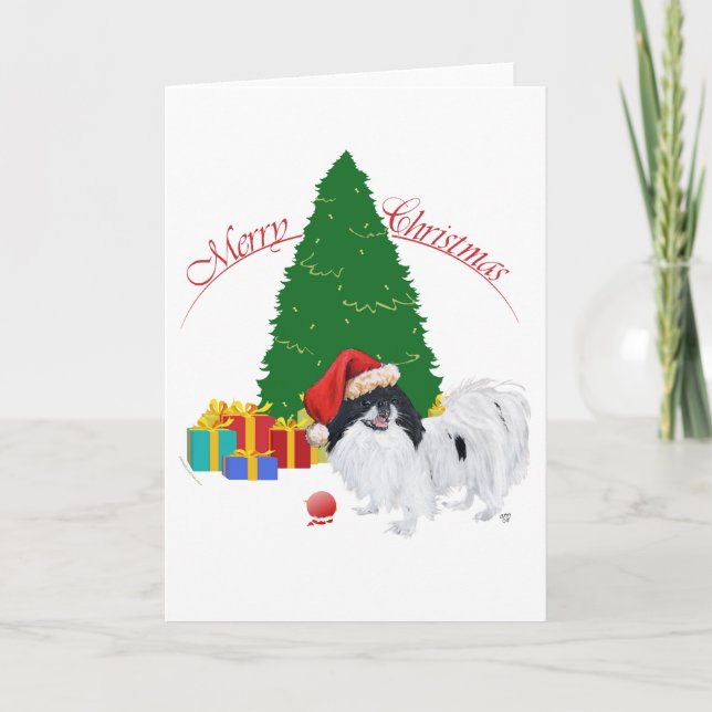 Japanese Chin Merry Christmas Holiday Card (Front)