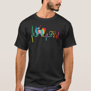 Japanese Chin Mom Dad Heartbeat Tie Dye Dog T-Shirt