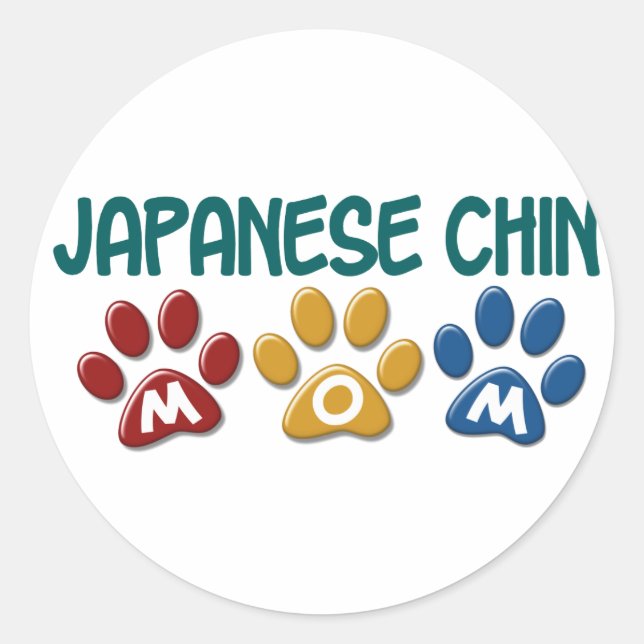 JAPANESE CHIN Mom Paw Print 1 Classic Round Sticker (Front)