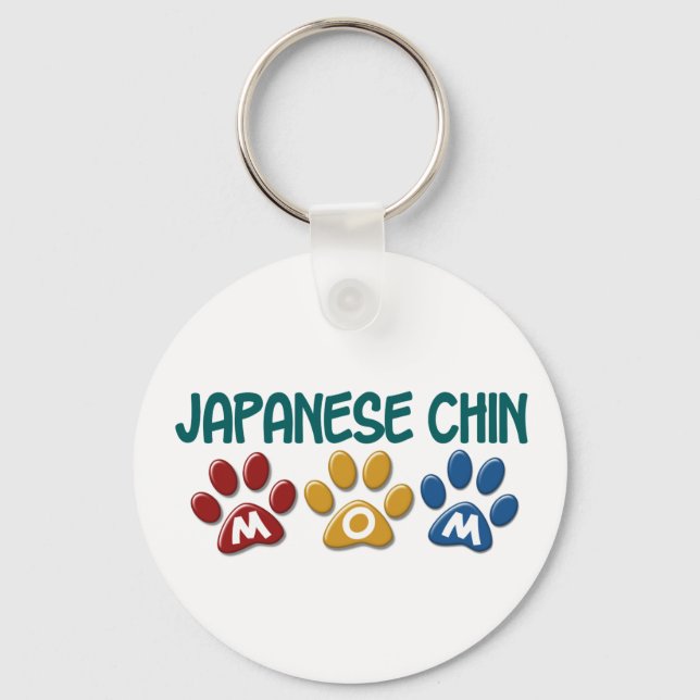 JAPANESE CHIN Mom Paw Print 1 Keychain (Front)