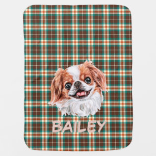 Japanese Chin Personal Tartan Plaid Baby Blanket