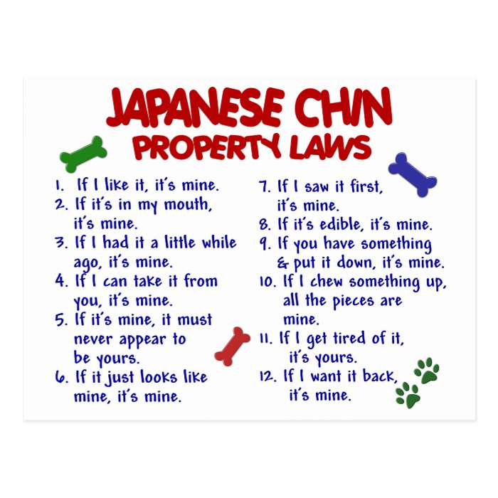 JAPANESE CHIN Property Laws 2 Postcard
