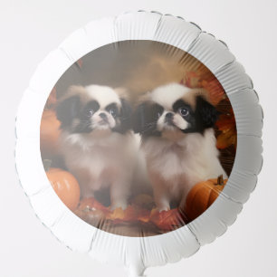 Japanese Chin Puppy Autumn Delight Pumpkin Balloon