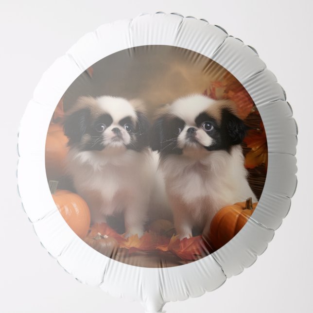 Japanese Chin Puppy Autumn Delight Pumpkin  Balloon (Front)