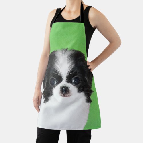 Japanese Chin Puppy Painting _ Dog Art Apron