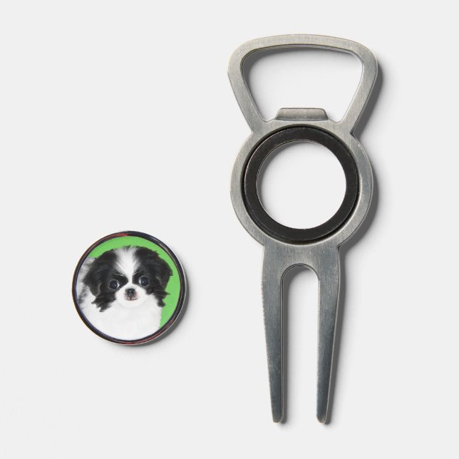 Japanese Chin Puppy Painting - Dog Art Divot Tool (Front (Open))