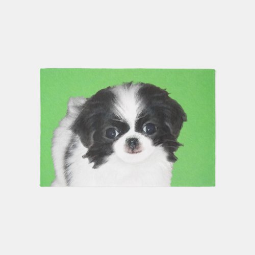 Japanese Chin Puppy Painting _ Dog Art Rug