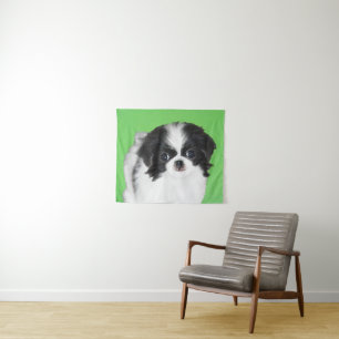 Japanese Chin Puppy Painting - Dog Art Tapestry
