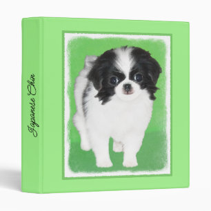 Japanese Chin Puppy Painting - Original Dog Art 3 Ring Binder