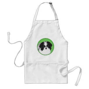 Japanese Chin Puppy Painting - Original Dog Art Adult Apron