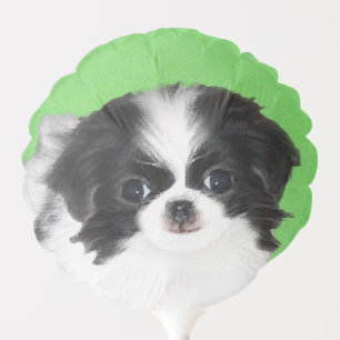Japanese Chin Puppy Painting - Original Dog Art Balloon