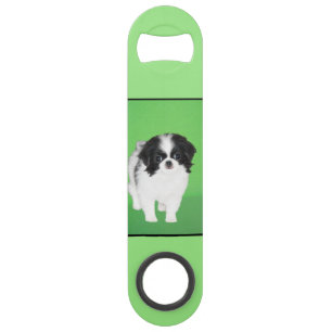 Japanese Chin Puppy Painting - Original Dog Art Bar Key