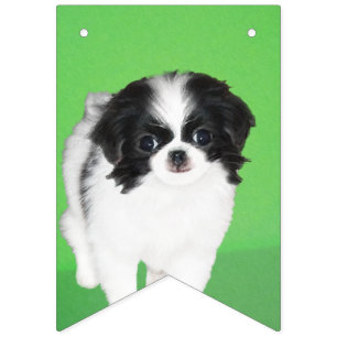 Japanese Chin Puppy Painting - Original Dog Art Bunting Flags
