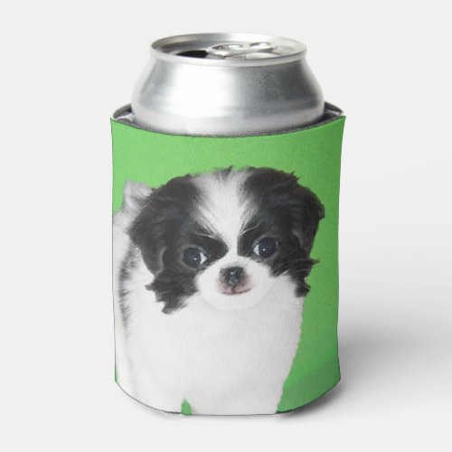 Japanese Chin Puppy Painting _ Original Dog Art Can Cooler