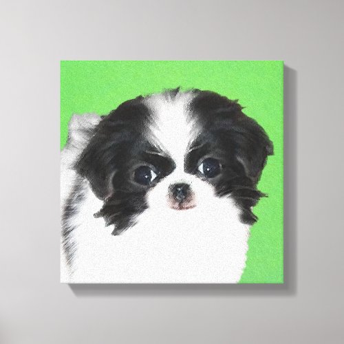 Japanese Chin Puppy Painting _ Original Dog Art Canvas Print