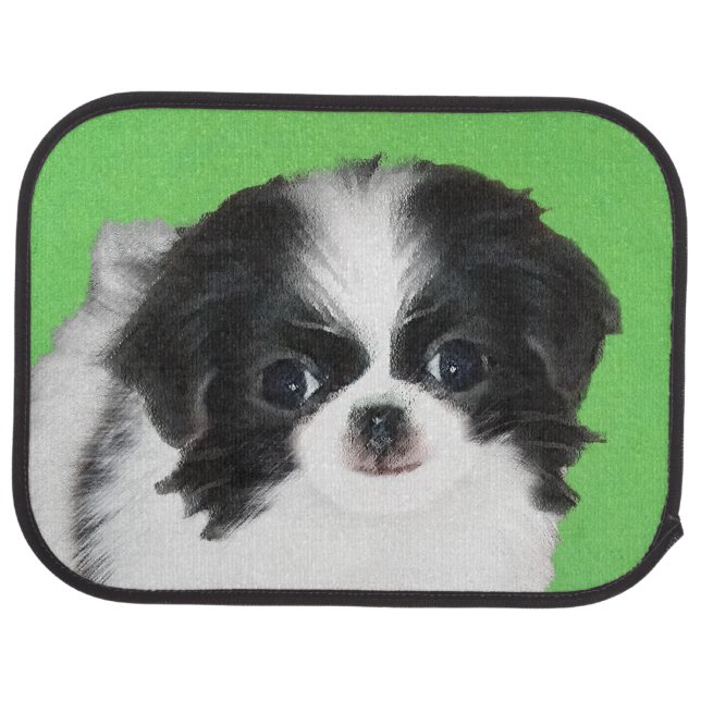 Japanese Chin Puppy Painting - Original Dog Art Car Floor Mat (Rear)