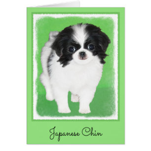 Japanese Chin Puppy Painting - Original Dog Art Cards