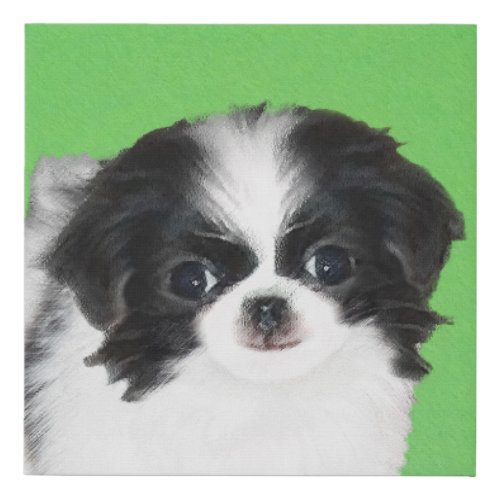 Japanese Chin Puppy Painting _ Original Dog Art Faux Canvas Print