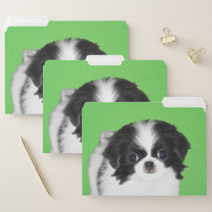 Japanese Chin Puppy Painting - Original Dog Art File Folder