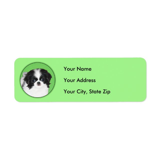 Japanese Chin Puppy Painting - Original Dog Art Label (Front)