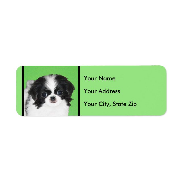 Japanese Chin Puppy Painting - Original Dog Art Label (Front)