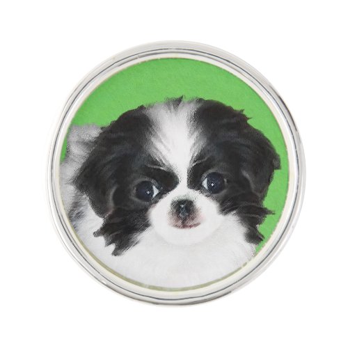 Japanese Chin Puppy Painting _ Original Dog Art Lapel Pin