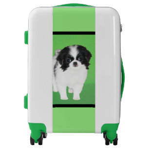 Japanese Chin Puppy Painting - Original Dog Art Luggage