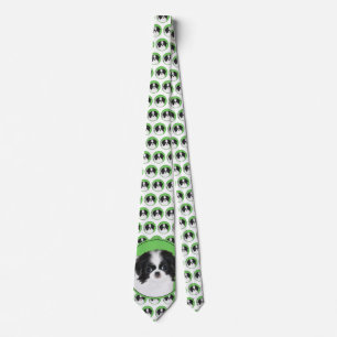 Japanese Chin Puppy Painting - Original Dog Art Neck Tie